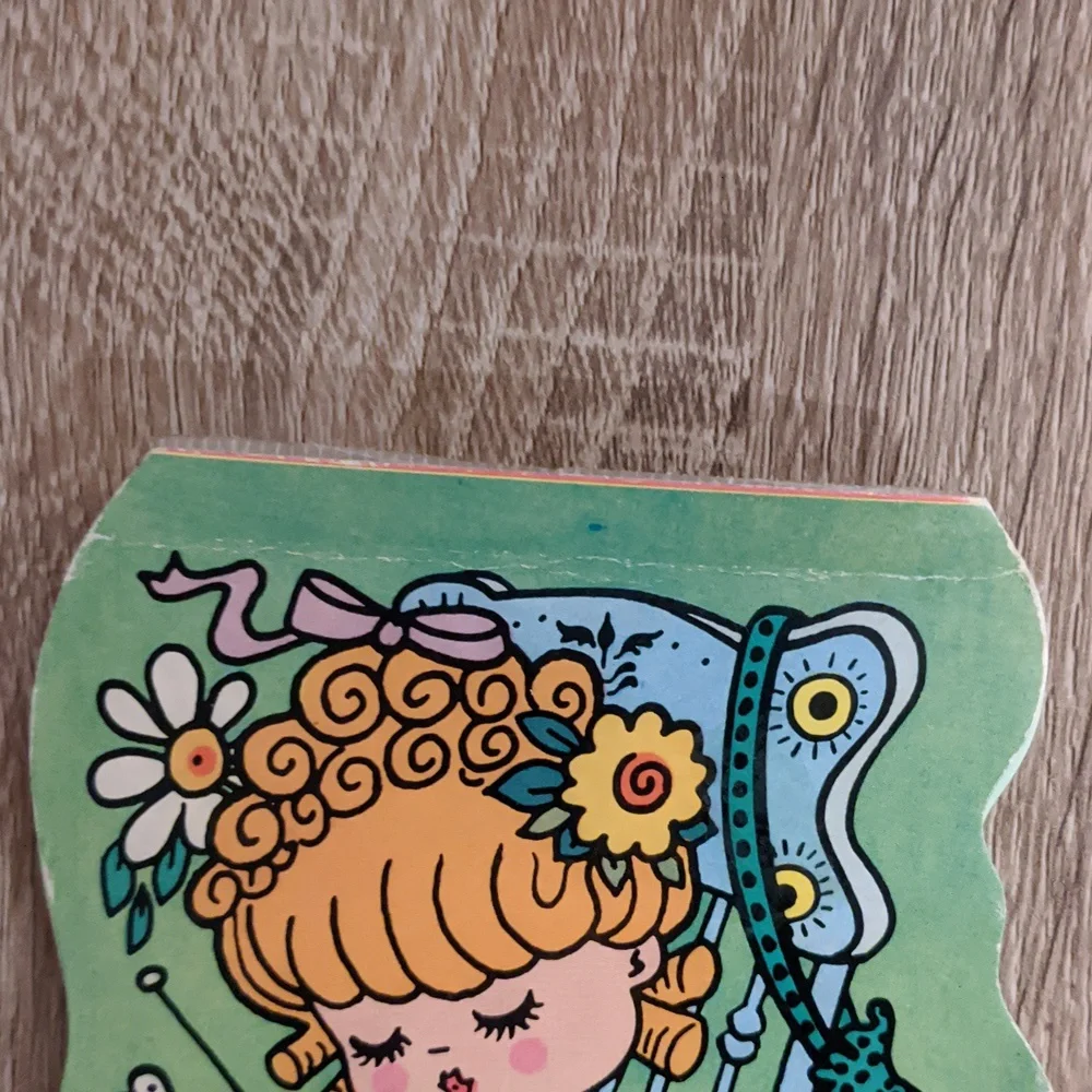 Vintage Notepad Little Girl Knitting Rocking Chair Retro Shapelets Mid Century